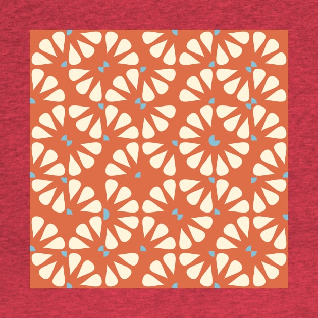 Orange Vintage Checkered Flowers by Carolina Díaz